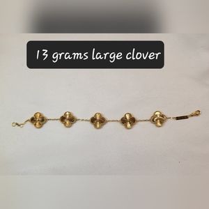 18k Saudi Gold Clover Design Bracelet 15mm with 5 clovers 13.10 grams